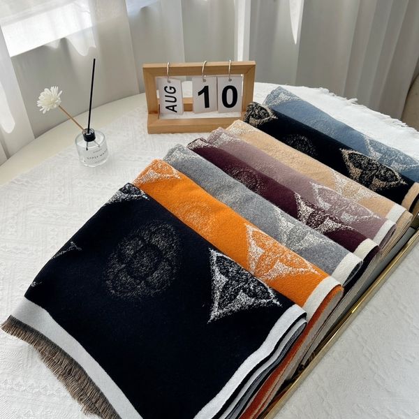 

knit scarf set for men women winter wool fashion designer cashmere shawl ring luxury plaid check cotton scarf square headscarf double sided, Blue;gray