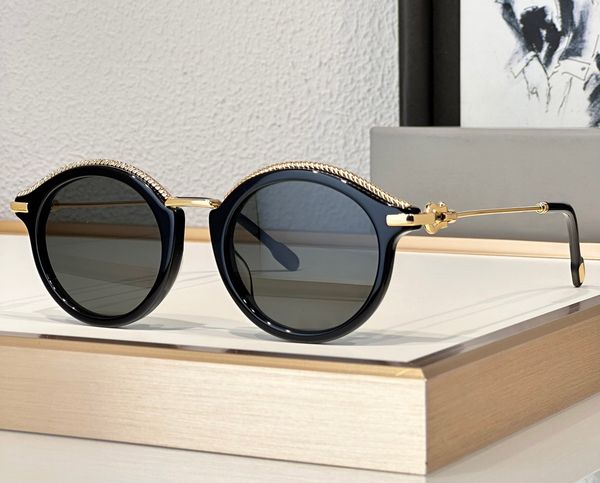 

fashion designer 40004 sunglasses for women classic plate metal combination round shape glasses summer trendy versatile style anti-ultraviol, White;black