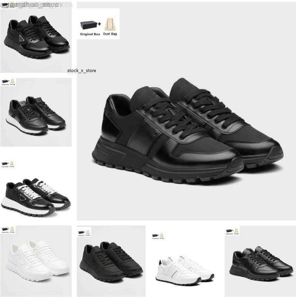 

2023 prax 01 sneakers shoes re-nylon brushed leather mens triangle mesh skateboard walking runner casual outdoor trainer eu38-46, Black