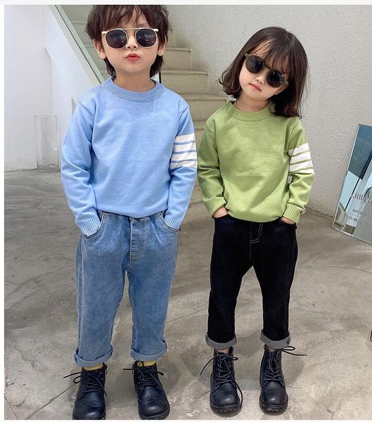 

2023 autumn and winter children's sweaters girls baby solid color knit candy color underlay shirt children's wear pullover knitted, Blue