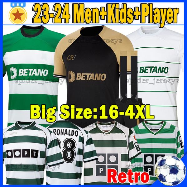 

xxxl 4xl 2023 2024 sporting cp soccer jerseys long retro 2001 2003 2004 football shirts coates pedro g. matheus.r edwards 23 24 fans player, Black;yellow