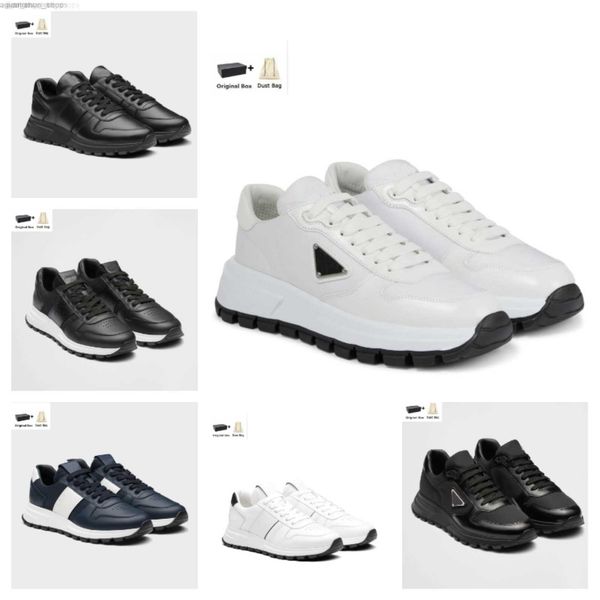 

fashion men's casual shoes design prax 01 sneakers re-nylon brushed leather nylon mesh brand mens skateboard walking runner casual outd, Black