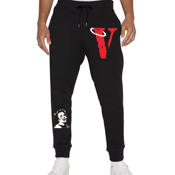 

vlone new baggy pants men's and women's classic casual fashion trend plush sanitary pants simple cotton casual pants vl wk114, Black