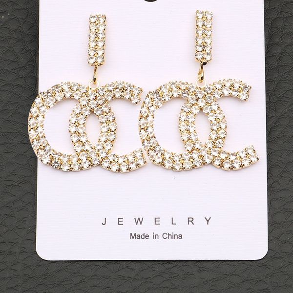 

8017 selling 18k gilded 925 silver luxury brand designer letter stud geometry famous female circular crystal diamond pearl earrings wedding, Golden;silver
