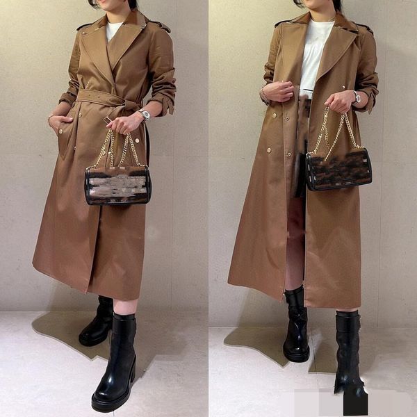 

Women's Trench Coats Wool Blends Autumn Women Shirt Coat Fashion Plaid Printed Turn Down Collar Long Casual Single-Breasted Winter Female Overcoat X1 OELQ, Brown