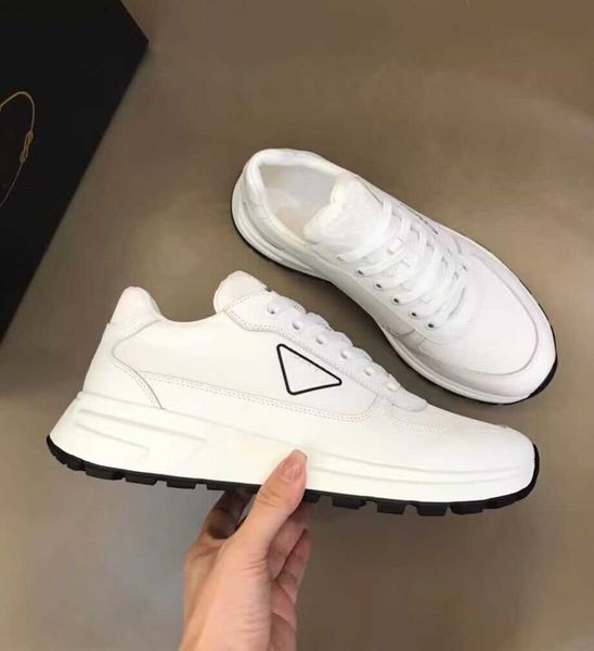 

luxury men prax 01 sneaker shoes brushed leather trainers man technical rubber re-nylon white black blue runner sports lug sole casual walki