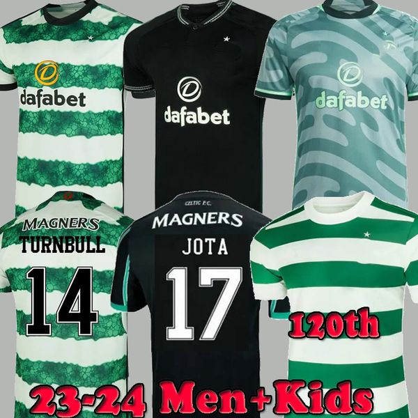 

celts 23 24 soccer jerseys 120th special limited edition kyogo edouard turnbull ajeti jota griffiths forrest men kids kit uniforms football, Black;yellow