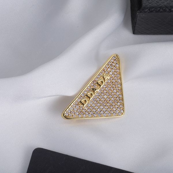 

gold pins, brooches, exquisite fashion geometric triangle embed zircon and alphabet, neutral, suits, wedding, christmas, valentine's da, Gray