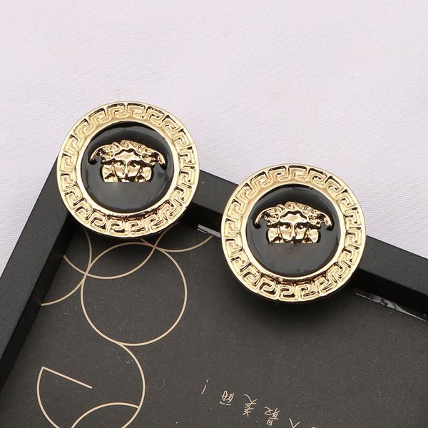 

6008 selling 18k gilded 925 silver luxury brand designer letter stud geometry famous female circular crystal diamond pearl earrings wedding, Golden;silver
