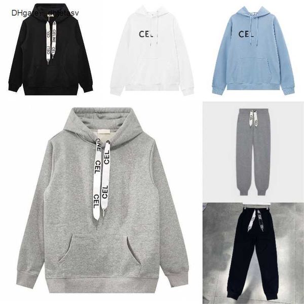 

men hoodies ce sweatshirts pullover designer long sleeve celins letter fashion hooded fleece sweater hoody couple winter autumn casual fashi, Black