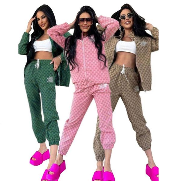 

new women's tracksuits printed letter g luxury brand fashion casual sports designer tracksuits 2 piece set y71376a, Gray