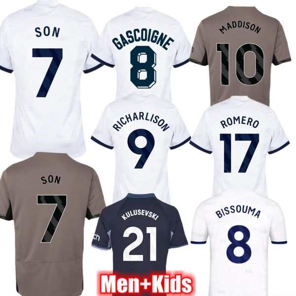 

maddison son 3xl 4xl soccer jerseys 23 24 thfc richarlison kulusevski romero football kit shirt fan player version bissouma johnson jersey m, Black;yellow
