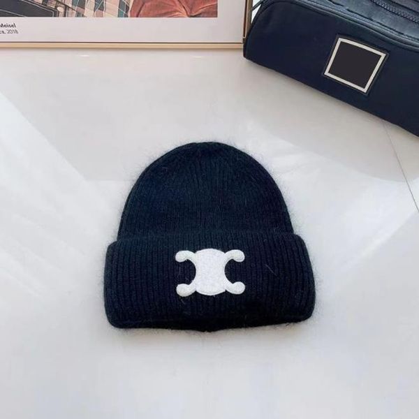 

luxury celinf beanie knitwear hat alphabet skullcap design winter warmth versatile beanie knitted hat letter design hat christmas gift hat, Blue;gray