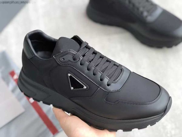 

23s/s prax 01 men brushed leather sneaker shoes white black technical rubber re-nylon runner trainers brand casual walking original box