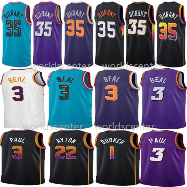 

phoenixs jersey sun 1 devin booker 35 kevin durant deandre ayton basketball jerseys black white purple 2023, Black;red