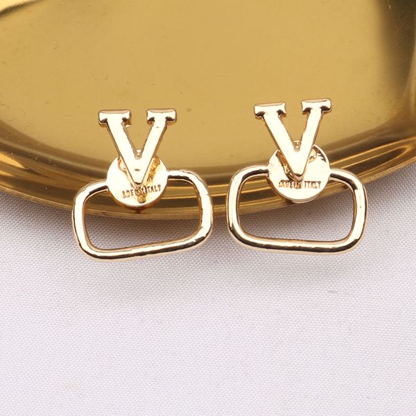 

6023 selling 18k gilded 925 silver luxury brand designer letter stud geometry famous female circular crystal diamond pearl earrings wedding, Golden;silver