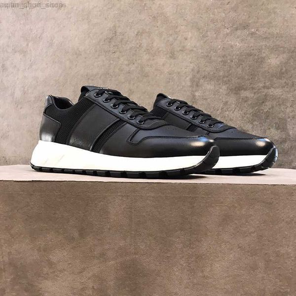 

designer men trainers prax 01 platform shoes black white screen-printed leather technical fabric sneakers mesh eyelets casual shoe big size