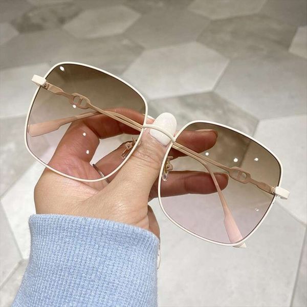 

item title ins square metal sunglasses fashionable big frame thin face street, White;black