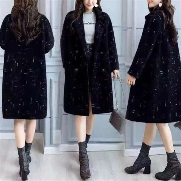 

imitation mink velvet coat womens sweaters autumn and winter lazy wind for women long korean loose sweater thick, White;black