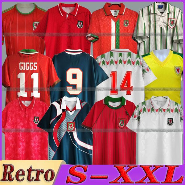 

1976 1983 1982 1990 1993 gales wales retro soccer jersey 1992 1994 1995 1996 1998 giggs hughes home away saunders rush boden speed vintage c, Black;yellow