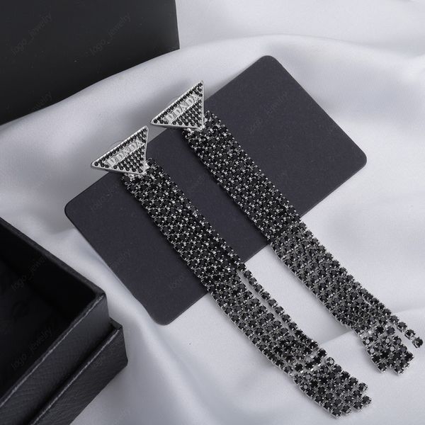 

geometric silver earrings, embed black zircon multi-layer long tassel dangle & chandelier, fashion designer jewelry for ladies, banquets, we