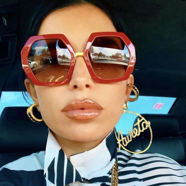 

polygon sunglasses v legs fashion irregular decor for women, White;black