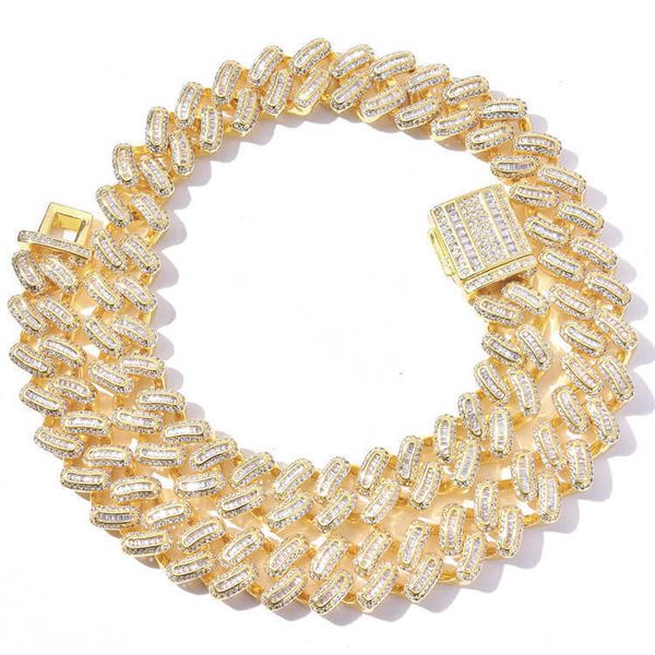 

wholale hip hop jewelry necklace iced out cuban link chain gold plated micro pave cz diamond mens necklac zircon, Silver