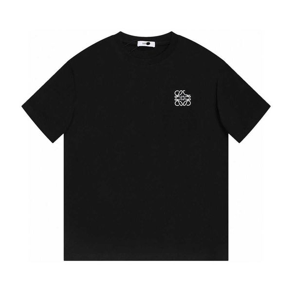 

loe luo family couple classic simple embroidery short sleeve versatile stylish delicate soft skin friendly breathable t-shirt, Black