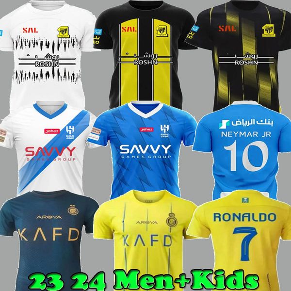 

23 24 al nassr fc soccer jerseys ronaldo mane 2023 al hilal neymar jr ruben shirts 2024 al ittihad benzema kante fabinho shirt player fans m, Black;yellow