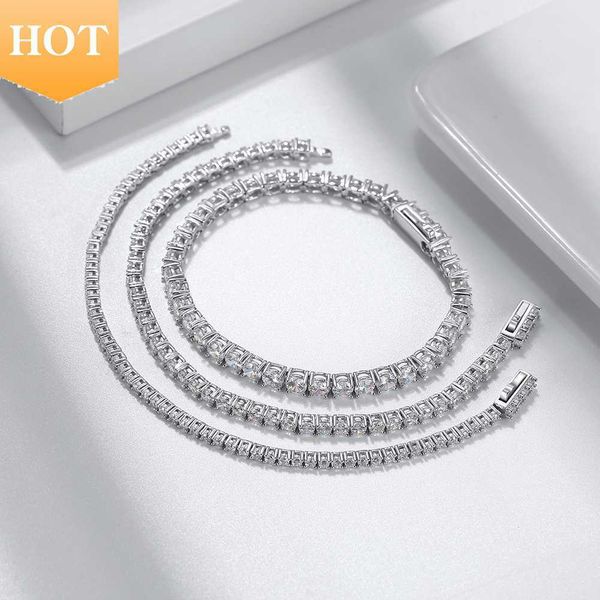 

rinntin sb128 fine jewelry quality pulsera 925 sterling sier bracelet cubic zirconia cz diamond tennis bracelet for women men, Silver