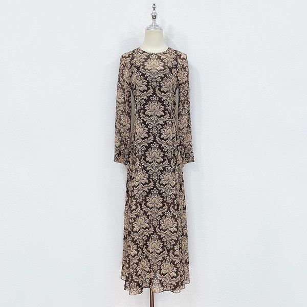 

2023 new australian designer silk print dress, Black;gray