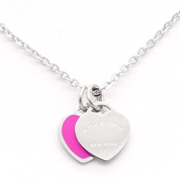 

heart fashion necklace designer luxury jewelry brand classic chain necklaces stainless steel rose gold silvermulticolor for women lover part, Silver