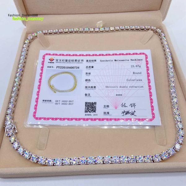 

hip hop jewelry sterling silver 925 pass tester diamond chain vvs moissanite luxury tennis chain