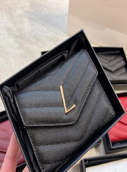 

short square wallet 8 colors fashion women wallets clutch purses small card holder metal letter v stitching caviar leather design 2921843, Red;black