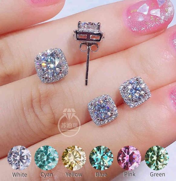 

arrival total 1ct 2ct diamond test passed moissanite studs earrings for women 18k white gold plated 925 silver7157675, Golden;silver