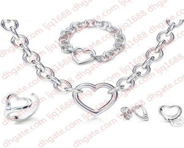 

designer jewelry heart lock new jewelry sets 925 sterling silver bracelet and necklace sets fashion womens jewelry sets with box2595020