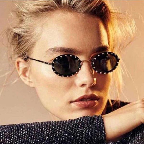 

oval diamond metal sunglasses punk trendy vintage female, White;black