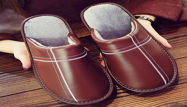 

2020 spring leather shoes for men indoor slippers soft round toe home slippers man springwinter shoes4311529, Black