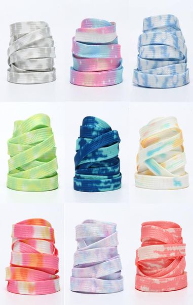 

tie dye shoelaces canvas shoes rope white grey blue mint green rust pink colorful laces length 100180 cm3852031, White;pink