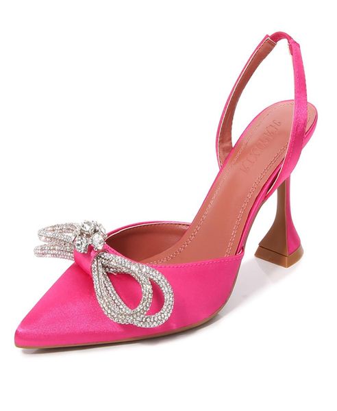 

h6cm women039s sandals with pointed toes stain water diamond bowknot baotou heels black blue shoes runway style whole4932769