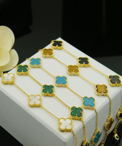 

fourclover white scallop black agate malachite bead side bracelet copperplated and goldplated fine workmanship jewelry9325774