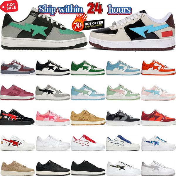 

2023 athletic & kids shoesdesigner sta low men casual shoes nigo bathing apes fashion mens sneaker grey black patent leather green white abc