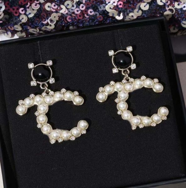 

drop earring with diamond and black white shell beads for women engagement jewelry gift have velet box stamp ps39857681242, Golden