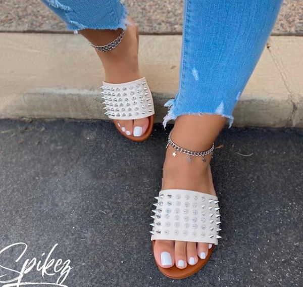 

2020 wild rivet eva leather female slippers candy color pvc flat with women sandals beach slippers 3642 sizes4384427, Black