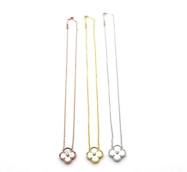 

single diamond clover necklace black and white red green shell four leaf flower necklace fashion influx clavicle chain8039241, Silver