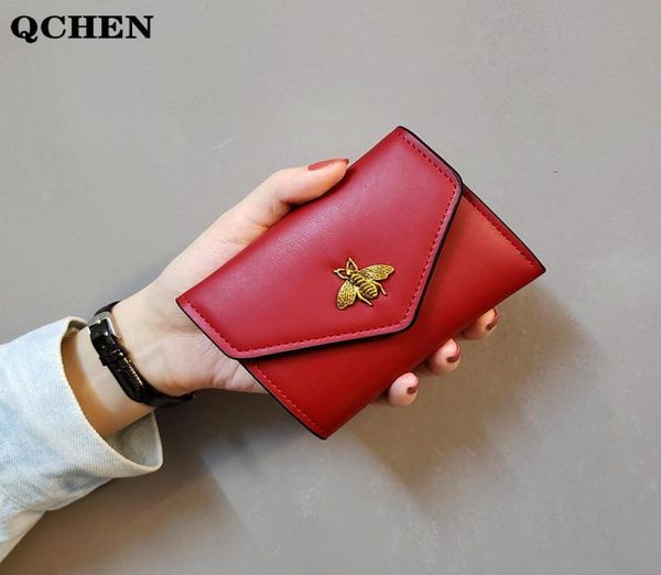 

wallets women039s wallet leather small bee famous mini solid purses short female coin purse holder 6886697464, Red;black