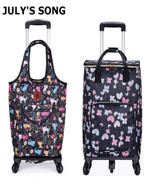 

july039s song foldable shopping bag waterproof handbag with wheels big capacity grocery shopping cart rolling trolley bag for w3446042