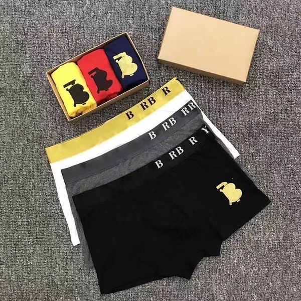 

bb mens designers boxers brands underpants classic mens boxer casual shorts underwear breathable cotton underwears 3pcs with box, Black;white