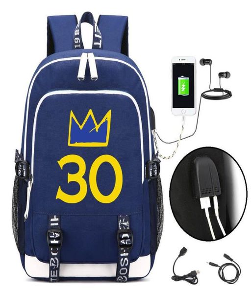 

king crown curry fans backpack no30 women men multifunction usb charging lapschool travel bags for boys girl5485623