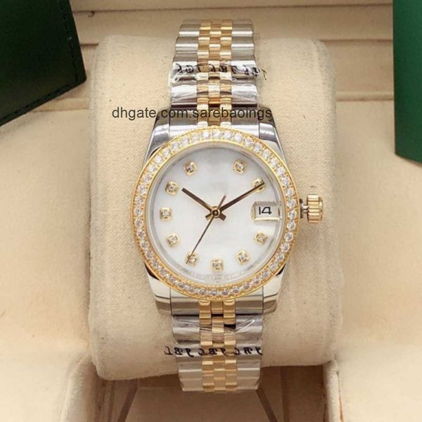 

rose gold 31mm fashion womens watches sapphire date mechanical automatic ladies dress watch stainless steel bracelet waterproof wristwatch h, Slivery;golden